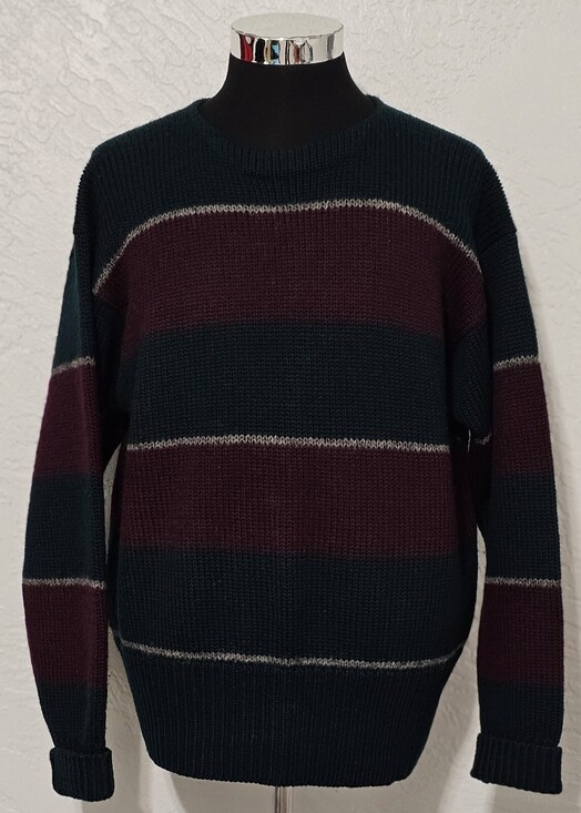 Vintage Polo Ralph Lauren Sweater Wool Handknit Colorblock Crewneck Large 90s